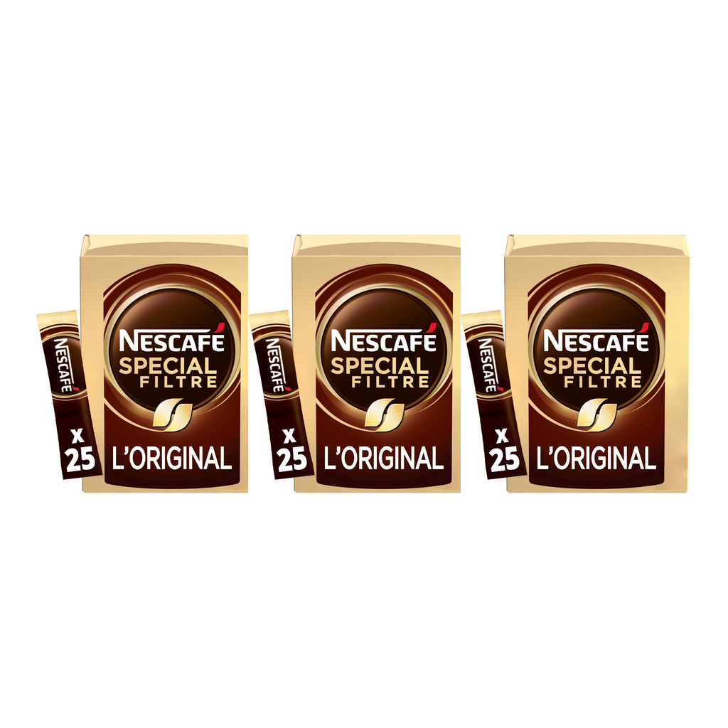 NESCAFÉ Special Filter Café Noir Instantané, Lot de 25 Sticks, 50 g (Lot de 3)