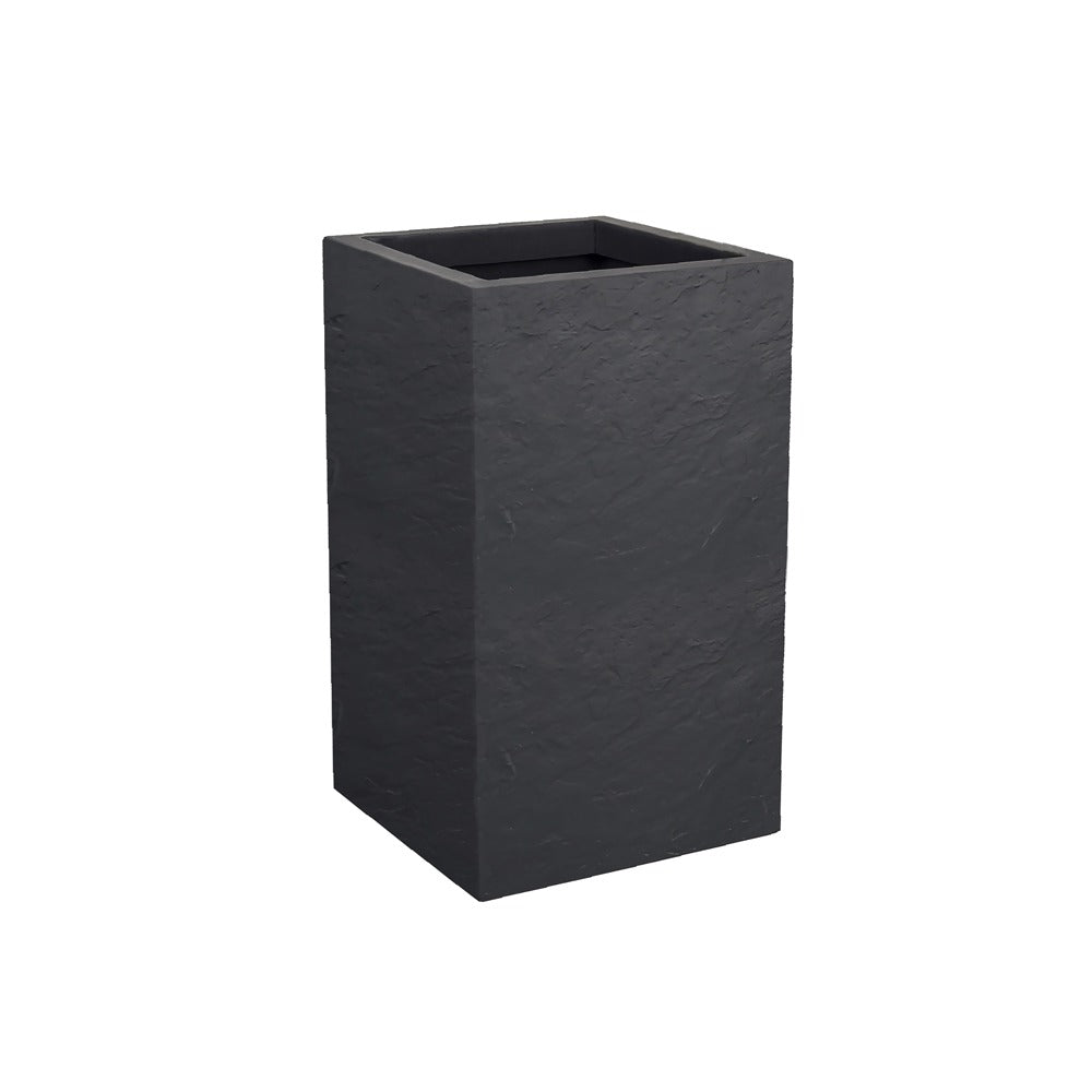 EDA Pot Carré haut VOLCANIA UP Gris anthracite haut Avec zone de rétention d'eau Dim. 29,5 x 29,5 x 49,5 cm - Volume 36 L