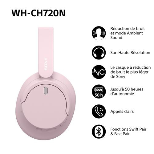 Sony WH-CH720N Casque circum-auriculaire sans fil Bluetooth rose