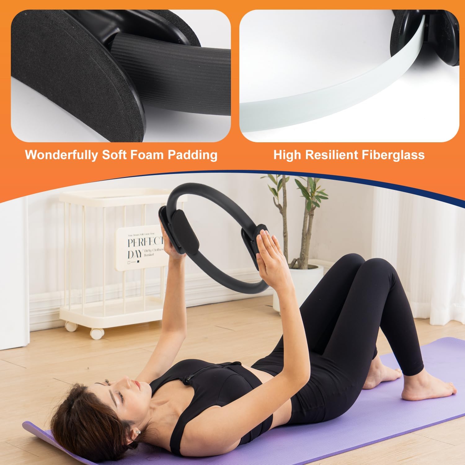 Capelli Sport Anneau de pilates diamètre 42 cm léger cercle magique de yoga, appareil d’exercice pour tronc, cuisses et bras pour yoga, pilates, renforcement musculaire