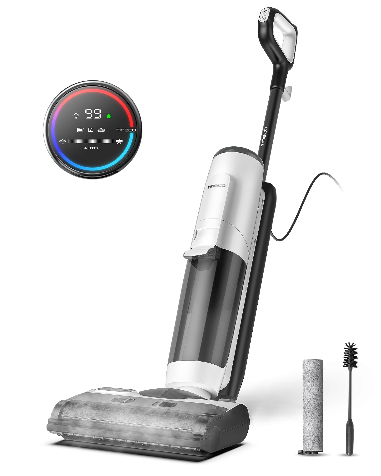 Tineco Floor One S5 Steam Balai serpillière intelligent filaire et nettoyeur de sols durs avec écran numérique, Cordon 8 m