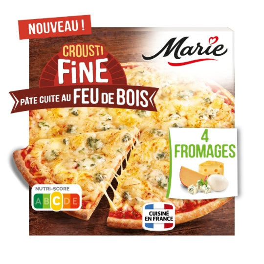 Marie Pizza 4 Fromages Crousti Fine Pâte Cuite au Feu de Bois 390 g