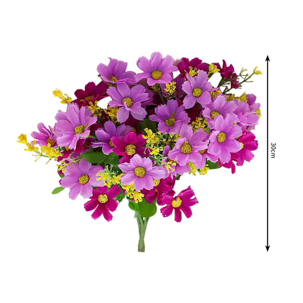 Wei's moment 6 lots de plantes artificielles pour balcon et intérieur, décoration de fleurs en plastique, plastique faux, fleurs résistantes aux UV pour tombes et jardin violet clair