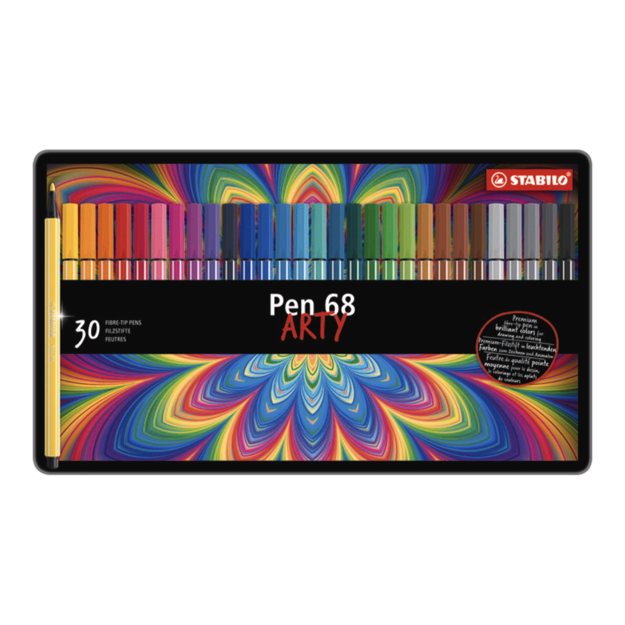 STABILO Pen 68 Boîte métal Arty Line 30 couleurs assorties