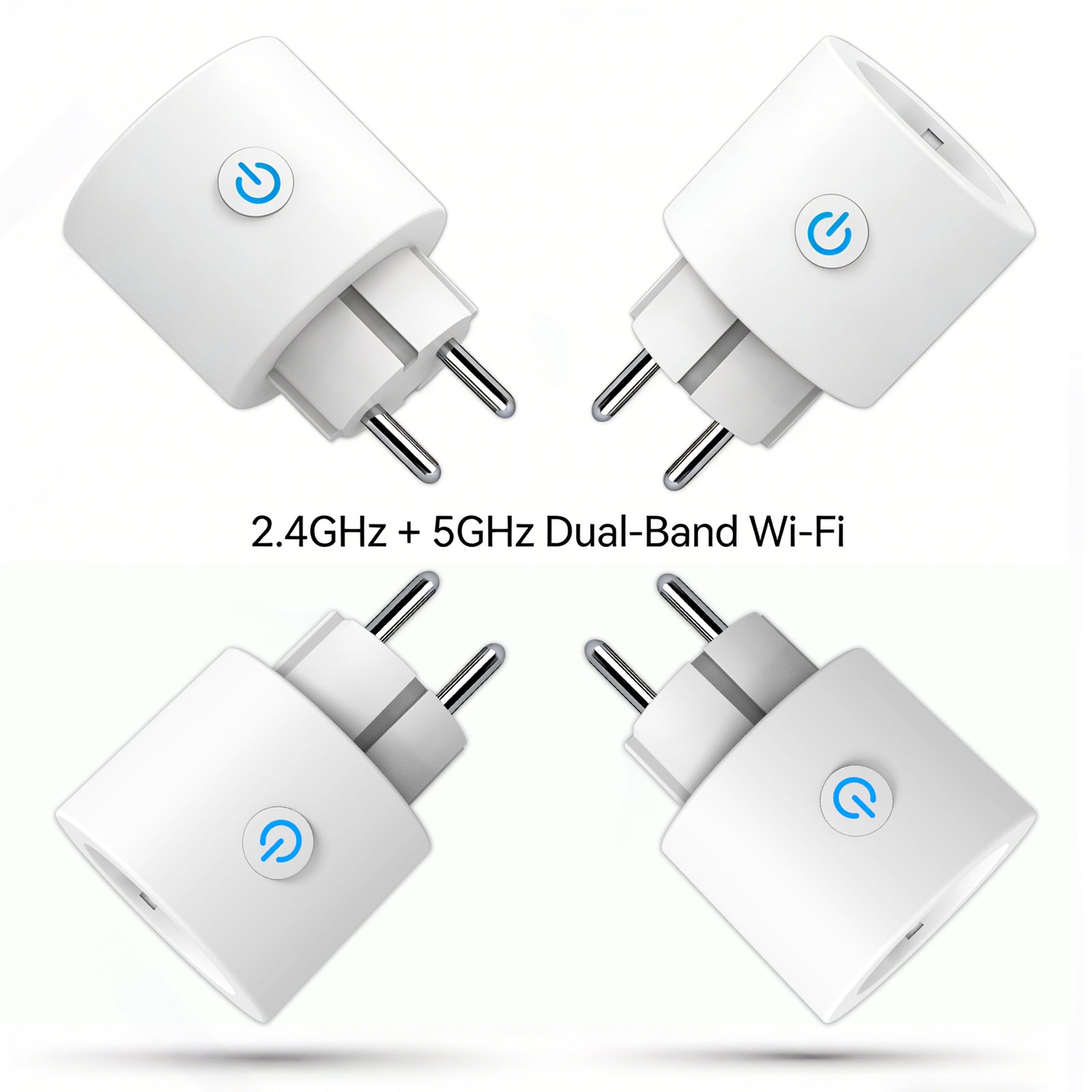Antela Lot de 4 prises connectées WiFi Alexa 2,4/5 GHz avec mesure de la consommation d'énergie, compatible avec Google Home et application Smart Life
