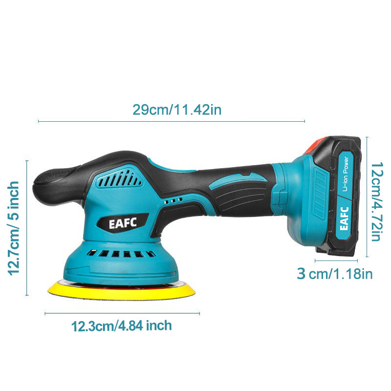 EAFC Polisseuse-cireuse électrique sans fil pour voiture 21 V, Outils de lustrage, 8 vitesses, 2800-5500 tr/min, Batterie rechargeable 7500 mAh (1500 mAh*5), Disque 125 mm