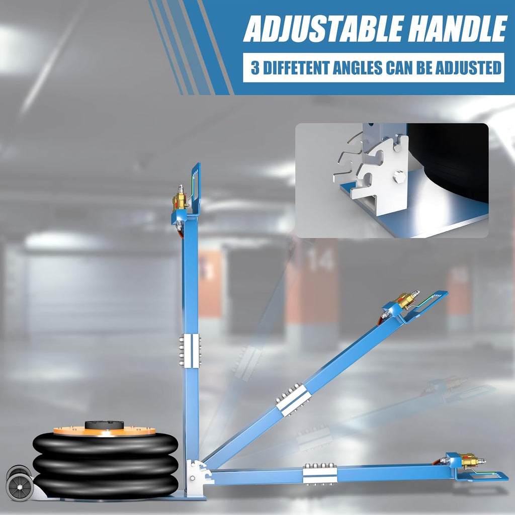 LARBANKE Cric pneumatique à coussin d'air triple 5 T - Capacité 11 000 lb, poignée amovible