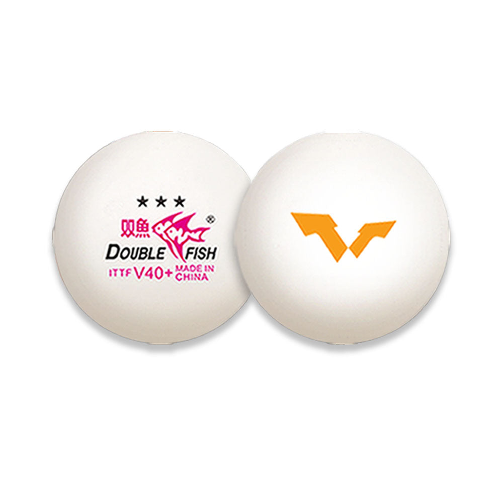 Double Fish WTT Match V40+ Balles de tennis de table ABS à couture 3 étoiles Lot de 6 Blanc