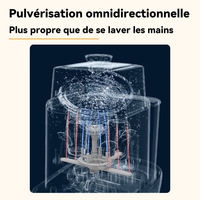 GORGENOX Lave-biberon et stérilisateur entièrement automatique avec séchage 2-en-1, stérilisation à la vapeur, pulvérisation à trois bras améliorée, purification au plasma, Modèle : D20