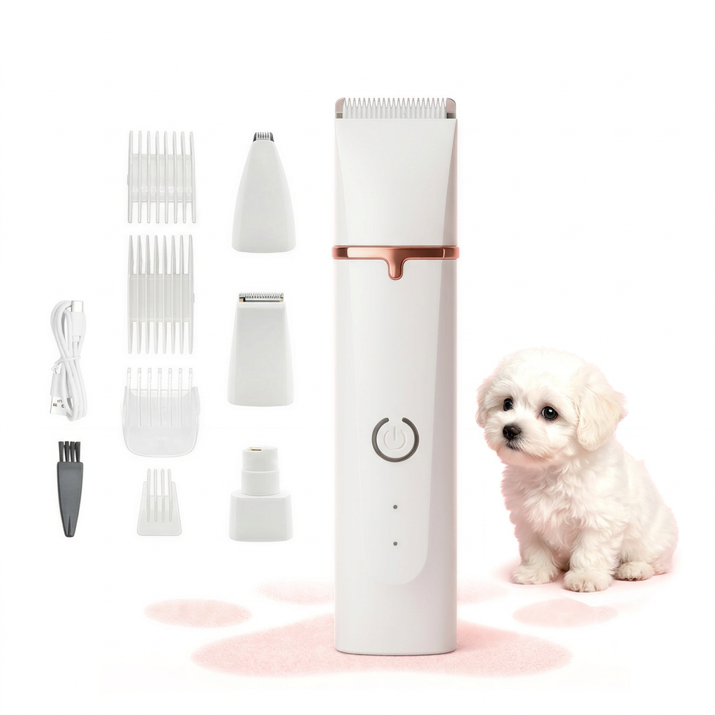 Blinkit Tondeuse électrique silencieuse pour animaux Blanc Mini 4 niveaux Étanche Longue autonomie Tondeuse à poils en céramique ZCC162