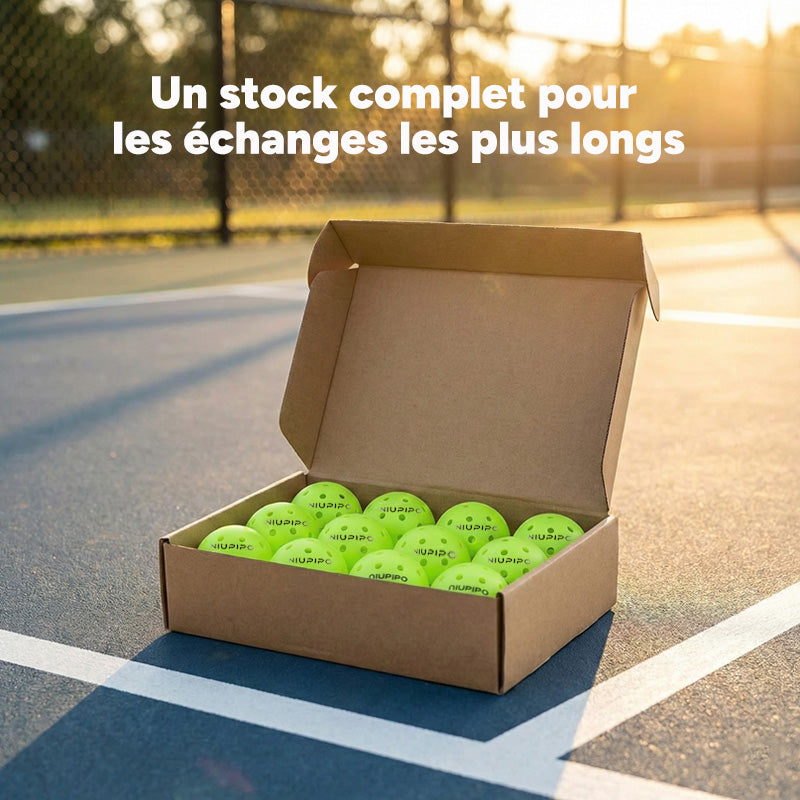 NIUPIPO Lot de 12 balles de pickleball en PE pour extérieur – 74 mm