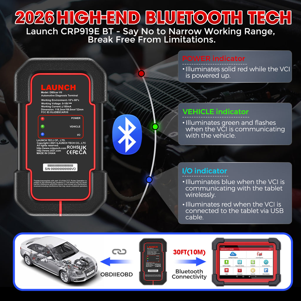 LAUNCH X431 CRP919E BT Outil de diagnostic automobile avec scanner OBD/OBD2, tous systèmes, CAN-FD/DOIP, tests actifs et 31 réinitialisations ECU