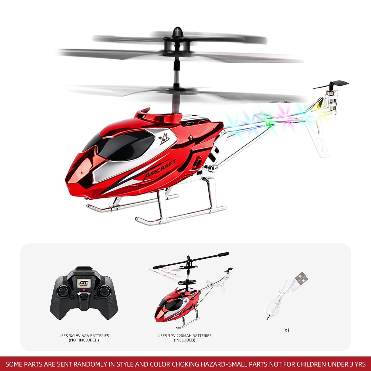 Jouet hélicoptère RC, avion télécommandé à coque en alliage avec lumière LED, décollage et atterrissage à une touche pour enfants