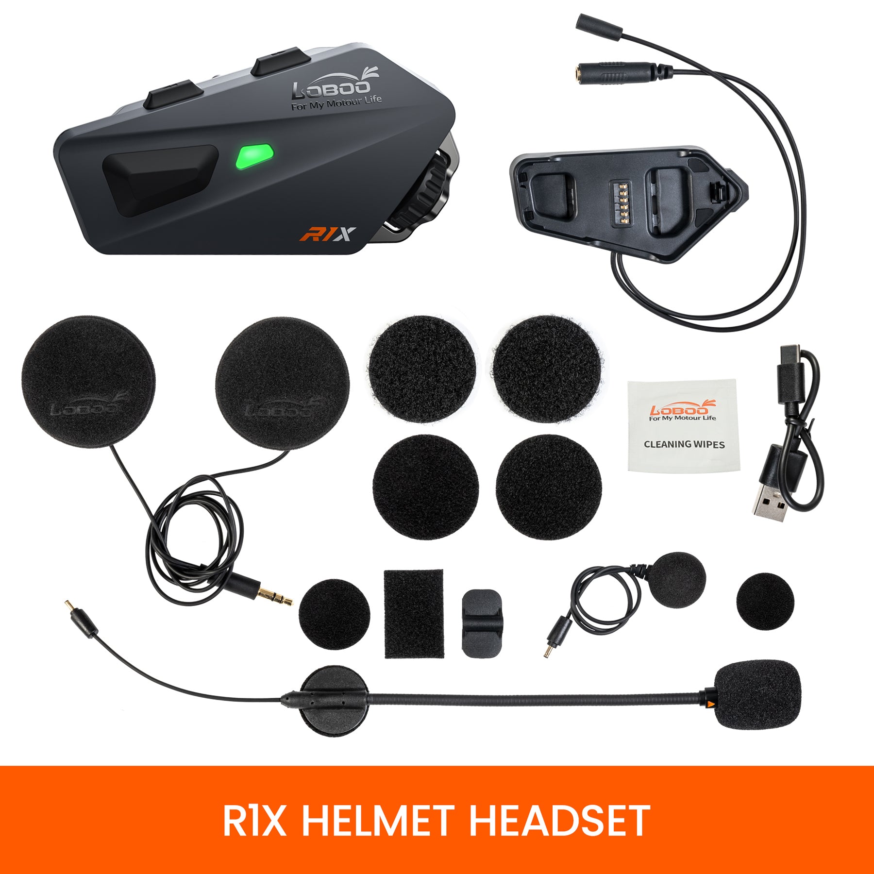 Kit Audio pour Casque de Moto Loboo R1X - Haut-parleurs de 45 mm et Réduction de Bruit CVC