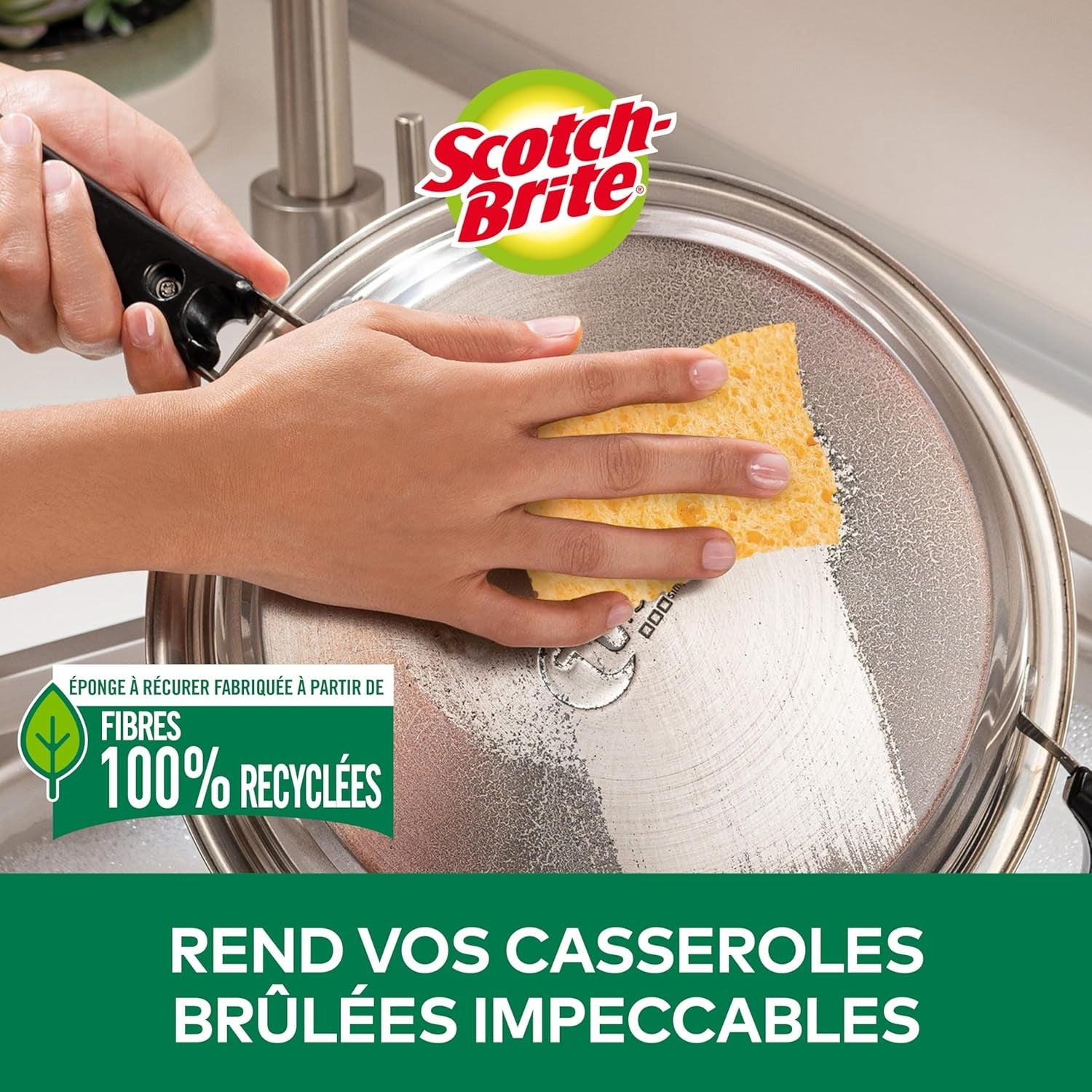 SCOTCH BRITE Éponges grattantes vertes super absorbantes double face 3 éponges