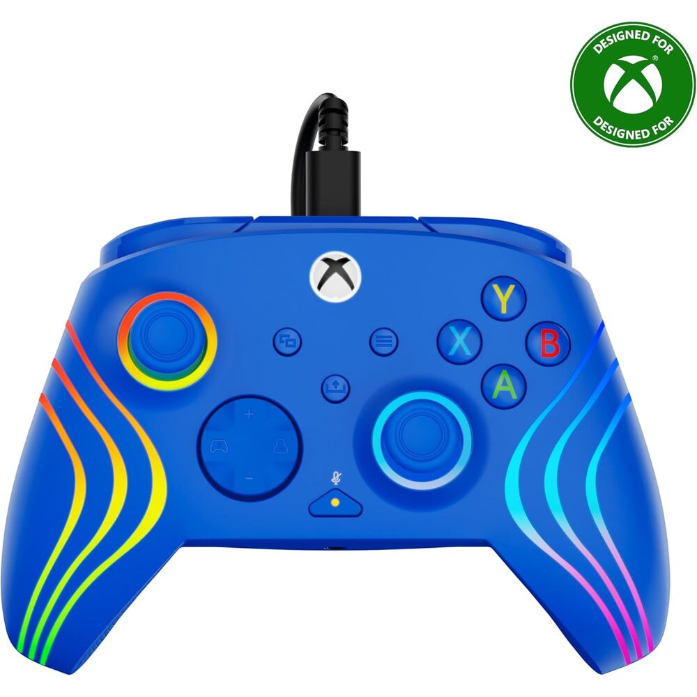 Turtle Beach Afterglow Wave Manette filaire Câble USB Éclairage RVB - Gâchettes à effet Hall & Boutons programmables - Xbox Series X|S, PC (Licence officielle Microsoft) - Bleu