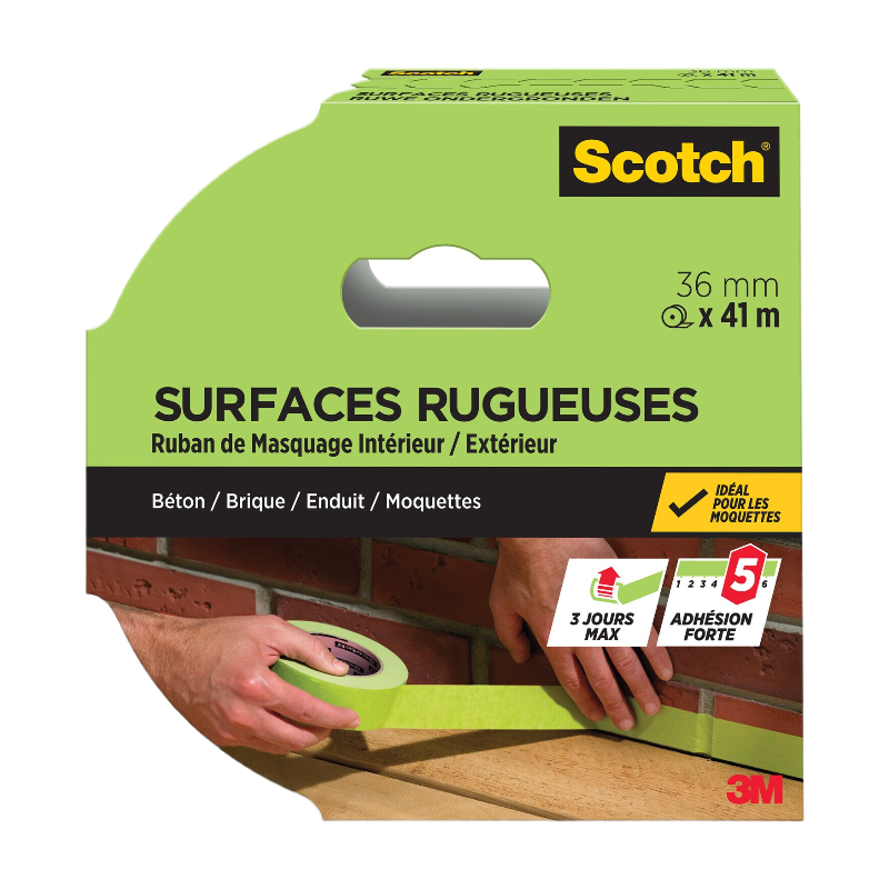Scotch® Ruban de Masquage Surfaces Rugueuses Scotch® - PEFC - Cut Case Vert 41m x 36mm