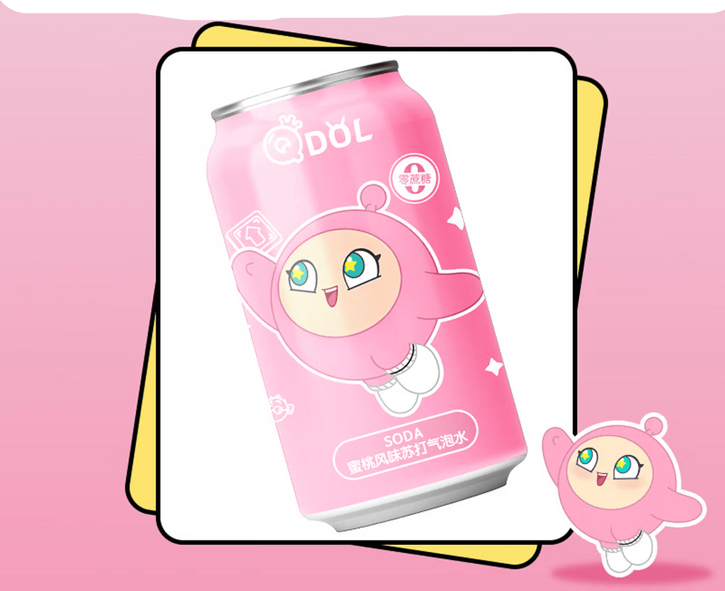 QDOL Soda pétillante saveur pêche 330 ml x 24