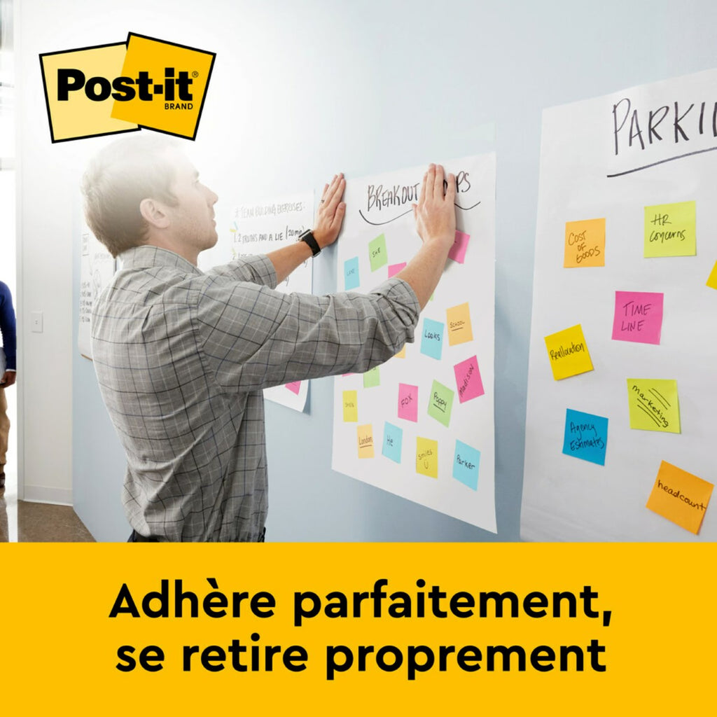 Post-it Super Sticky, bloc-notes pour chevalet de table, blanc, 58,4 cm x 50,8 cm, 20 feuilles/bloc, 6 blocs/lot, 100 % PEFC, SGSCH-PEFC-COC-110078