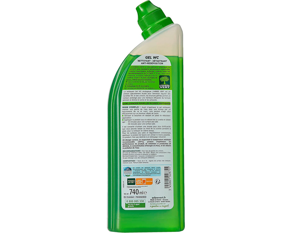 L'ARBRE VERT Gel nettoyant WC détartrant Ecolabel Romarin 740 ml