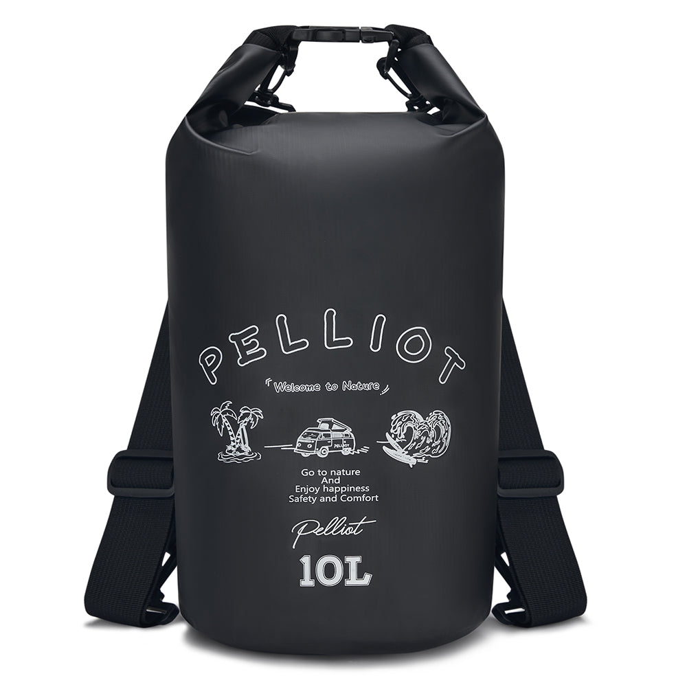 PELLIOT Sac étanche Unisexe Sports Aquatiques – Élégant et entièrement submersible, Noir obsidienne 10 L