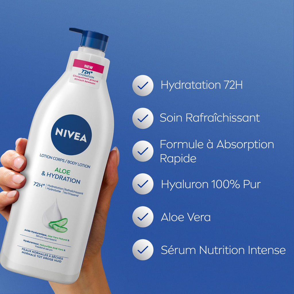 NIVEA Lait Corps Aloe & Hydratation Peaux Normales à Sèches 400ml
