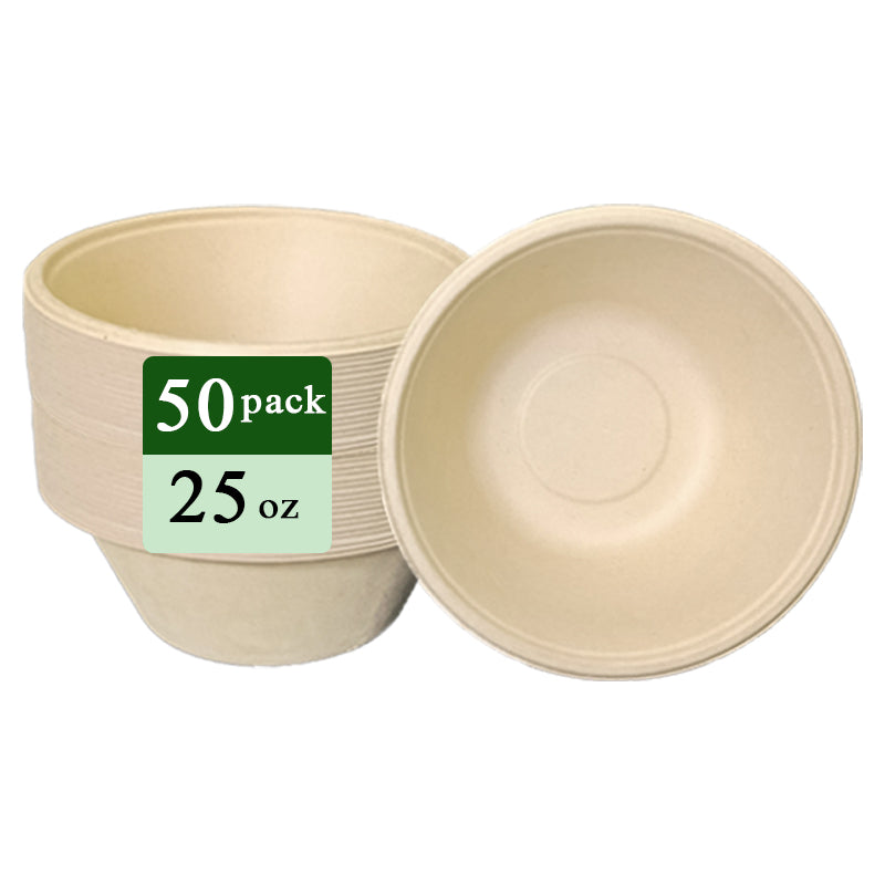 Rui bamboo Bol jetable en fibres de bambou 25 oz, lot de 50