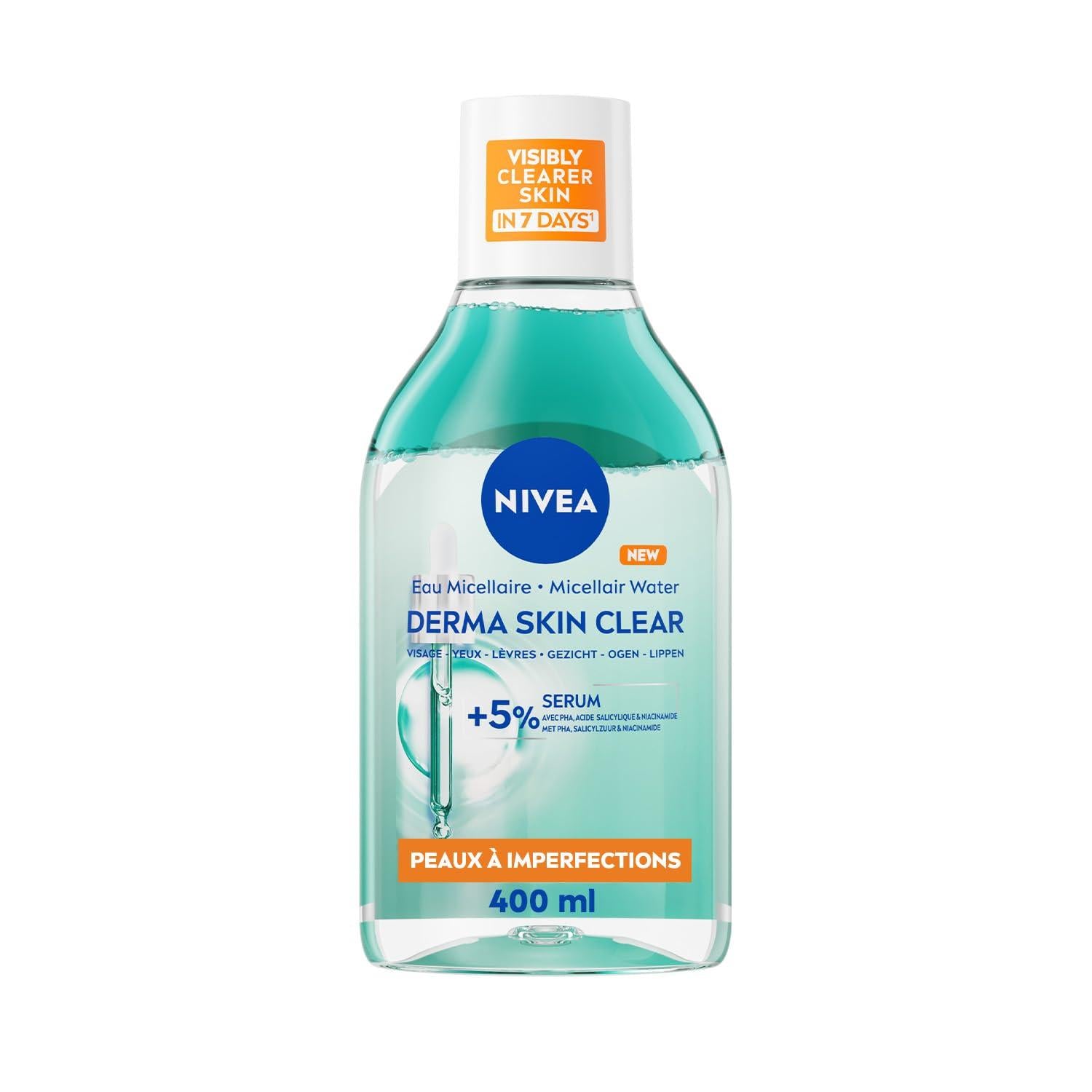 NIVEA Derma Skin Clear Eau Micellaire Visage Infusée au Sérum - 400 ml