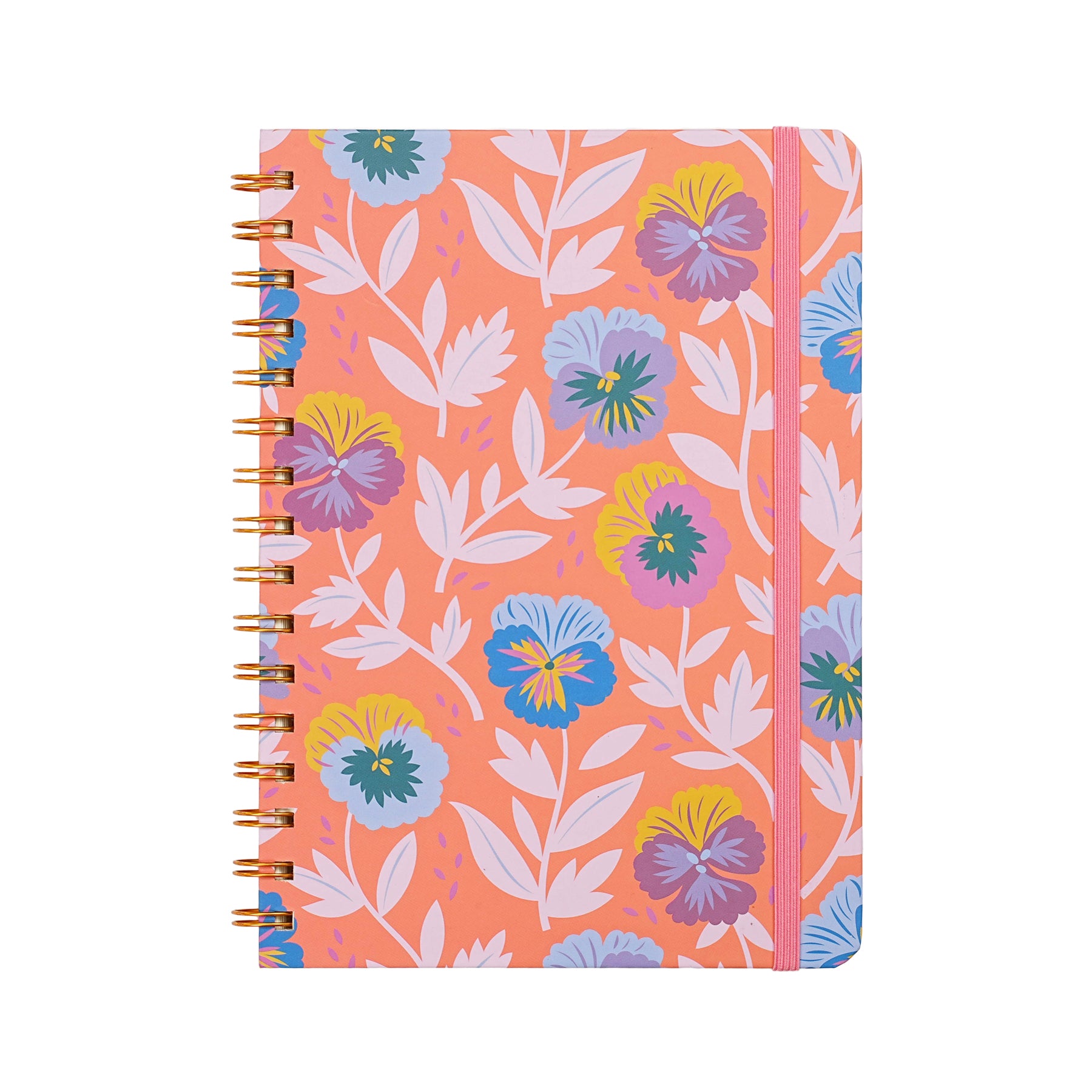 Jubiluu Carnet à spirale A5 à couverture rigide, ligné - 96 feuilles (papier offset 100 g/m²) - avec bande élastique - Carnet règlé crème classique pour écrire, école