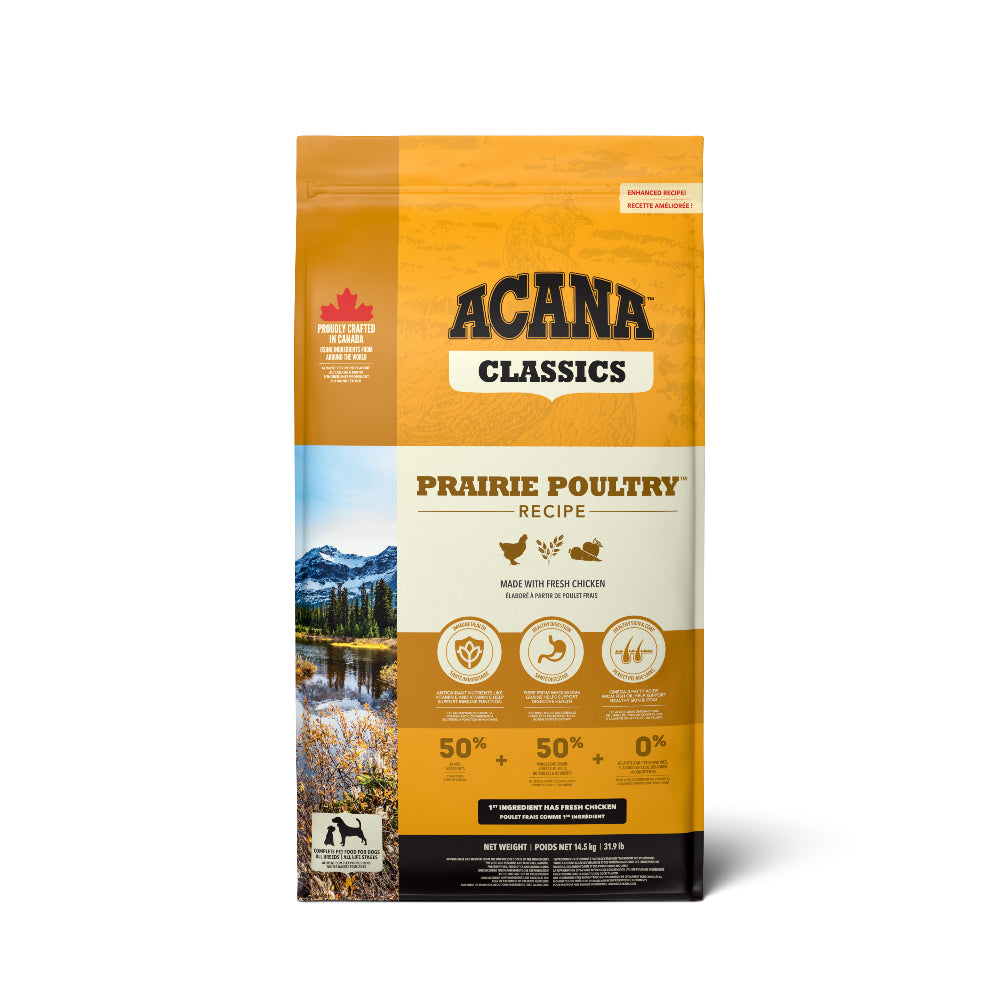 ACANA Classics Croquettes pour chien série classique recette volaille des prairies, Sac 14,5 kg (Poulet, abats et cartilage)