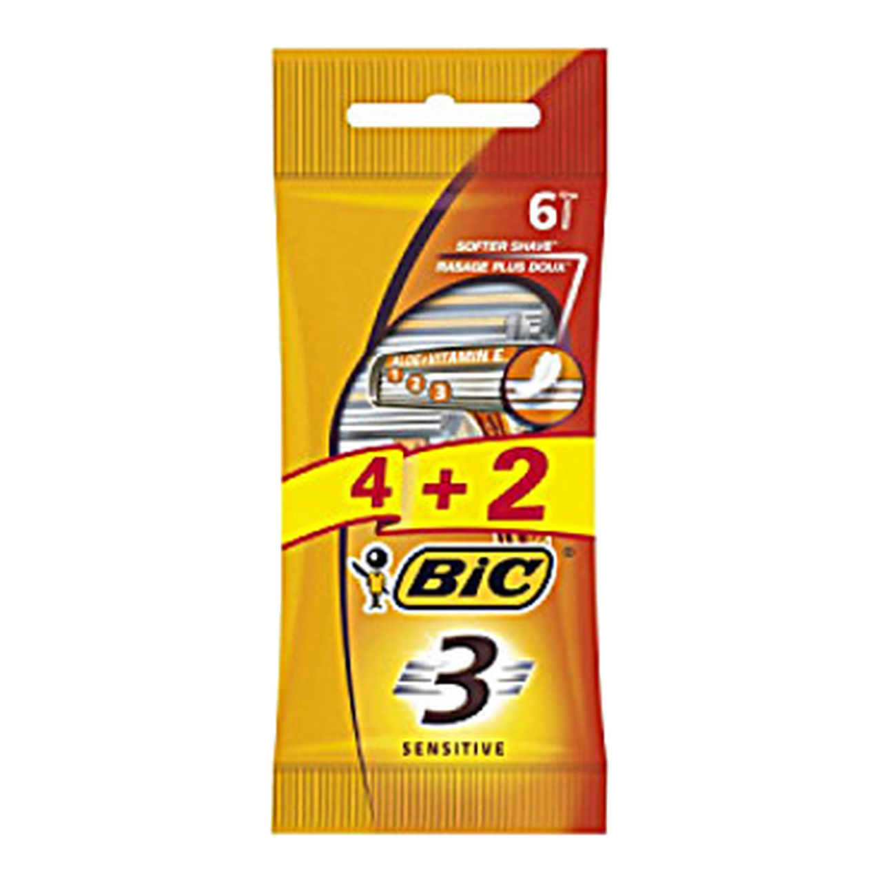 BIC 3 Sensitive Rasoir Jetable Pour Peaux Sensibles - Lot de 6
