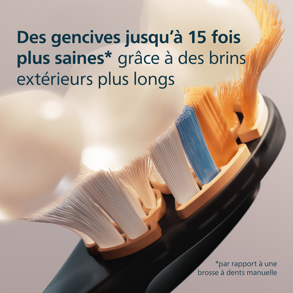 Philips HX9094/88, Têtes de brosse Sonicare A3 haut de gamme tout-en-un, Noir, Lot de 4, Nettoyage avancé, Installation facile