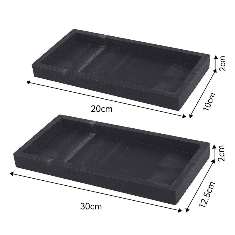 JORDAN&JUDY Lot de 2 plateaux en silicone motif marbre noir, texture haut de gamme, pratiques