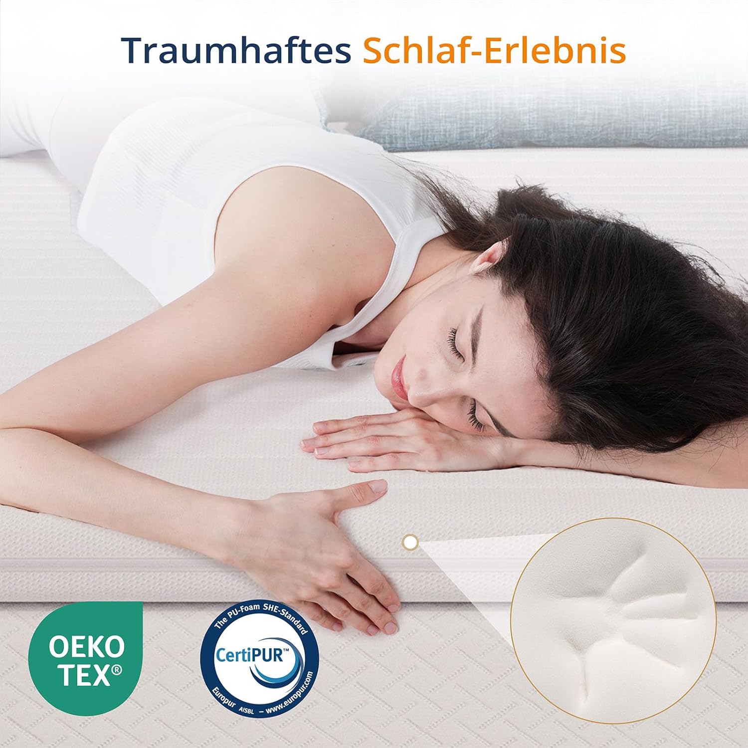 EGO HOME Surmatelas 180 x 200 cm - Surmatelas en mousse à mémoire de 8 cm H2, doux, surmatelas de confort premium avec housse amovible et lavable, respirant