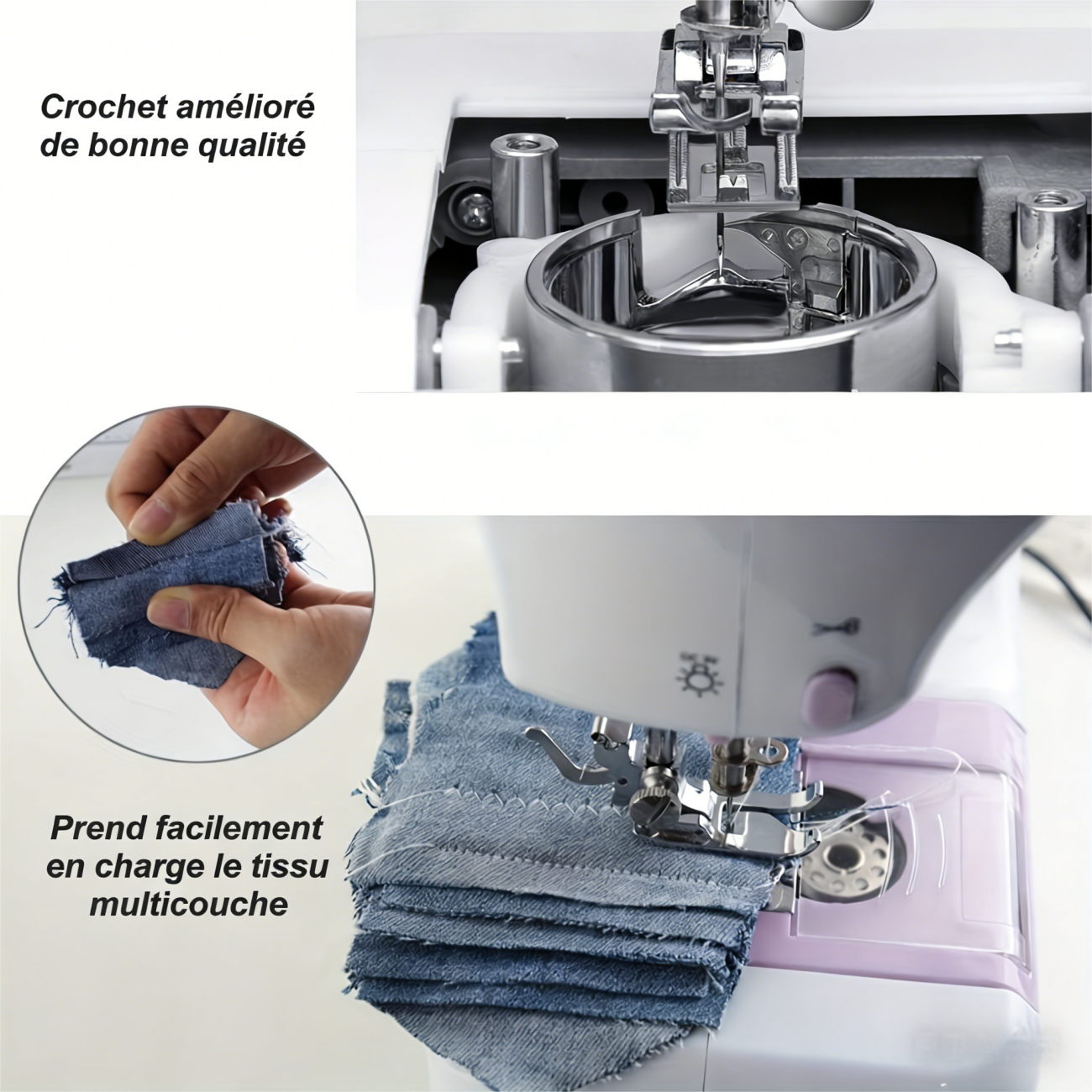 IAGREEA Mini machine à coudre YASM-505A Violet pour débutants, marche arrière, portable, multifonction, réparations domestiques et loisirs créatifs, 12 points intégrés