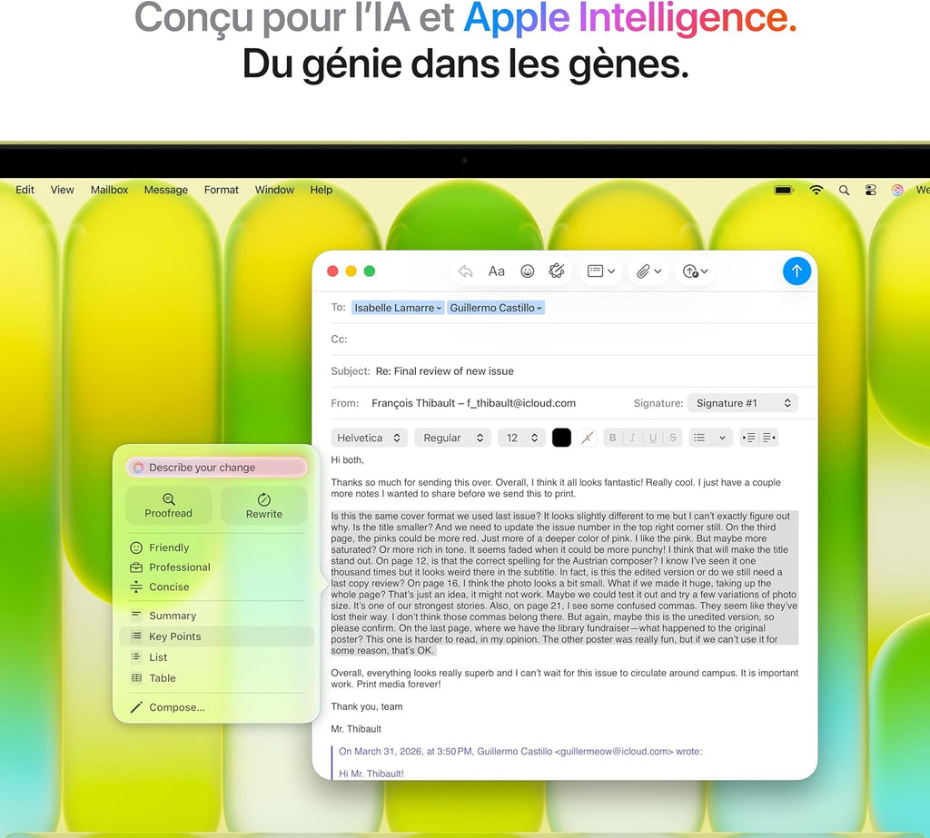Apple MacBook Neo 13 pouces, 8 Go RAM, 256 Go SSD, Puce A18 Pro avec CPU 6 cœurs et GPU 5 cœurs, Citron, AZERTY
