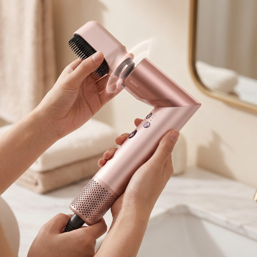 MOVA Master 10 Multi-Styler 7-en-1 — Sèche-Cheveux Intelligent & Styler pour Boucler, Lisser, Volumiser & Séchage Rapide, Coffret Cadeau Complet avec Boîte de Rangement - Or Rose