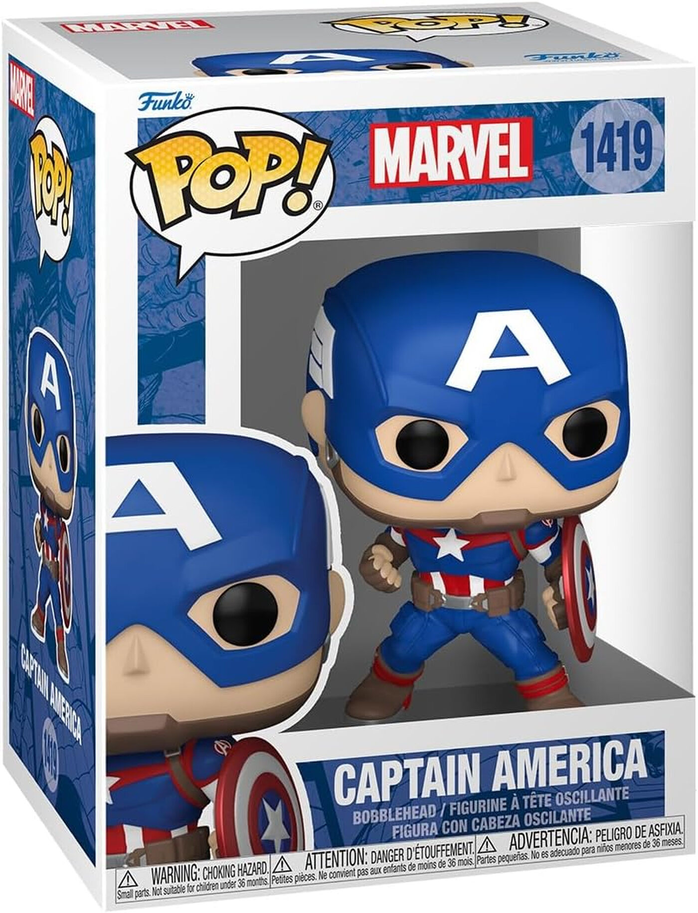 FUNKO Pop! Marvel Captain America, figurine à tête oscillante à collectionner #1419