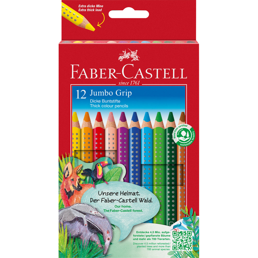Faber-Castell Jumbo Grip Lot de 12 crayons de couleur