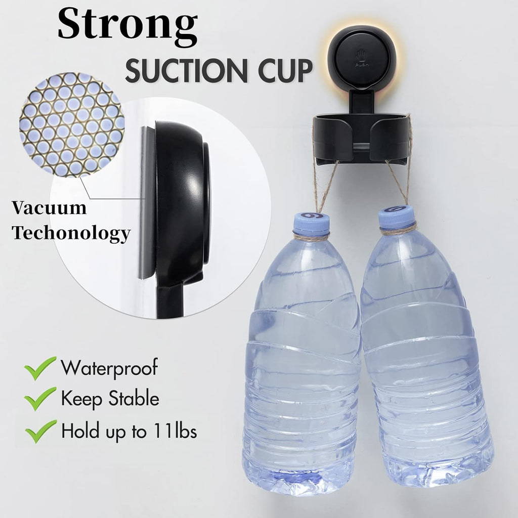Taili Support de verre à vin à ventouse pour douche, Porte-gobelet de bain mural amovible pour bière, vin, boissons, Pour en profiter au spa, salle de bain, cuisine, etc., Noir