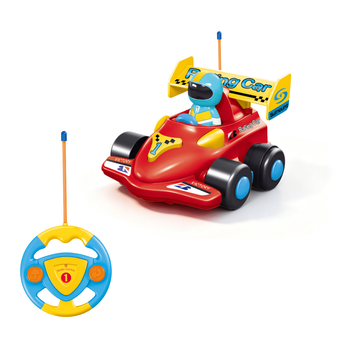 Jouet Voiture de Course RC pour Tout-petits, Voiture de Course de Formule en Plastique Sûre avec Télécommande et Contrôleur de Volant, Jouet Véhicule RC Facile à Utiliser pour Cadeau de Garçons Jeunes Enfants