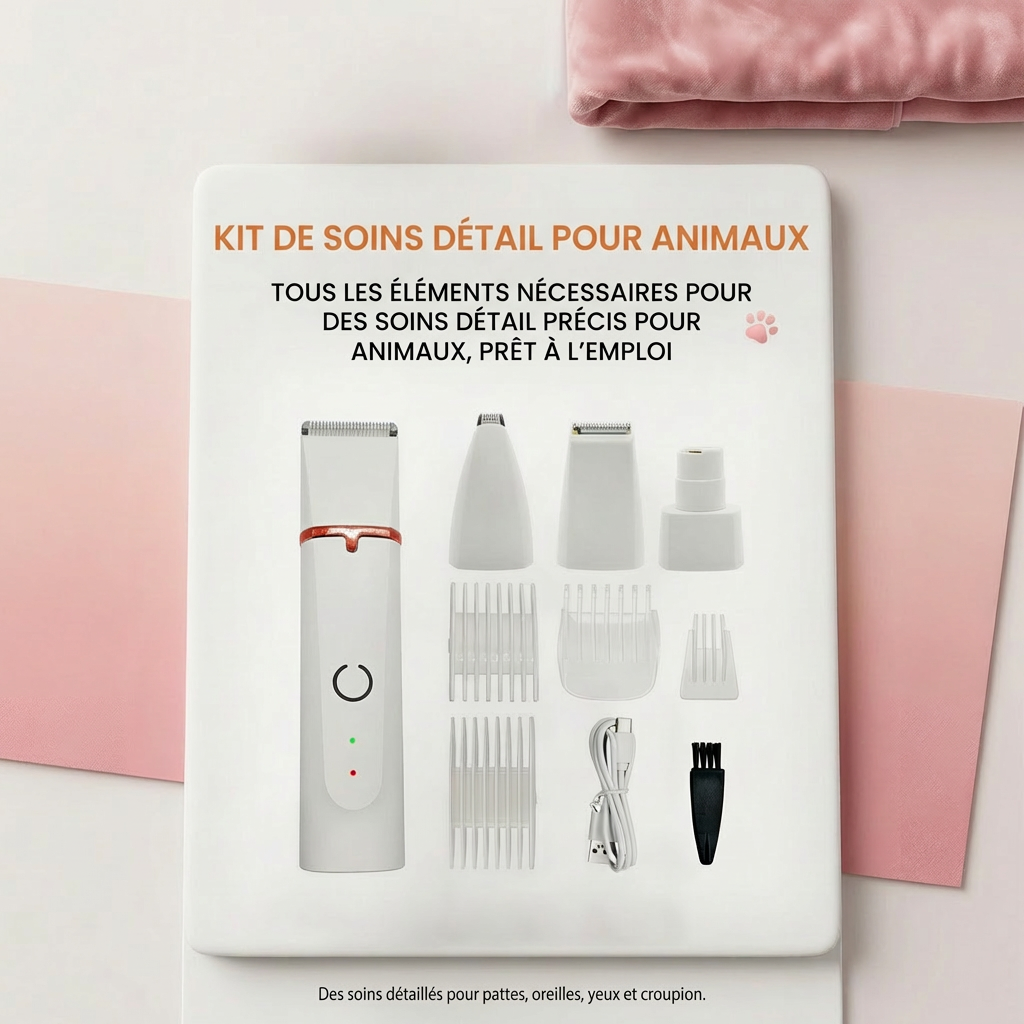 Blinkit Tondeuse électrique silencieuse pour animaux Blanc Mini 4 niveaux Étanche Longue autonomie Tondeuse à poils en céramique ZCC162
