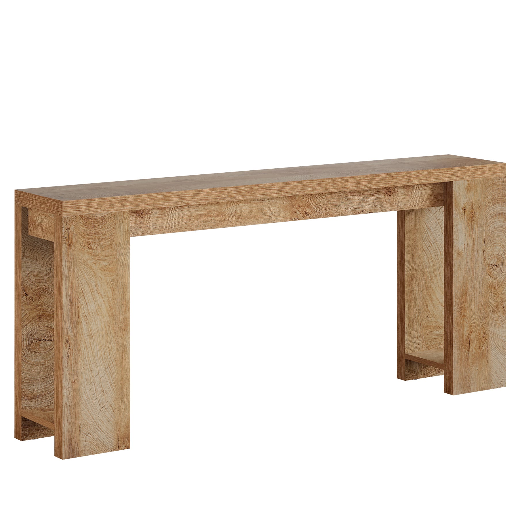 Tribesigns Table console, 160 x 29,5 x 85 cm, Table d'appoint, Table de couloir, Table de canapé pour petites pièces, Table de canapé en bois, Style campagne pour entrée, Couloir, Salon, Chêne clair