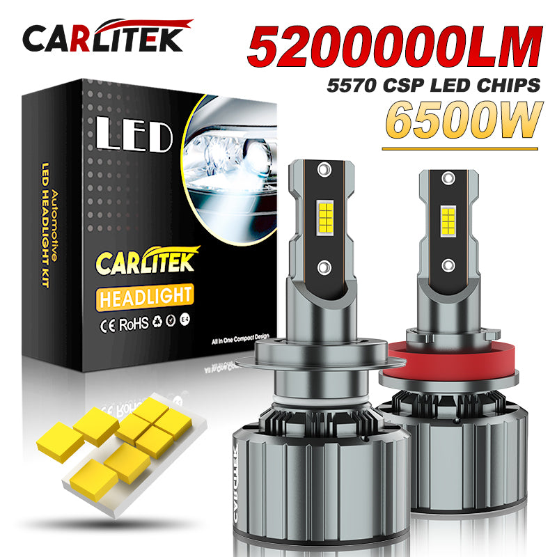 CARLitek 9006/HB4 Lot de 2 ampoules pour feux 300 % plus lumineuses, 160 000 lumens, 6000 K, haute et basse intensité, Plug & Play, compatible CANBUS
