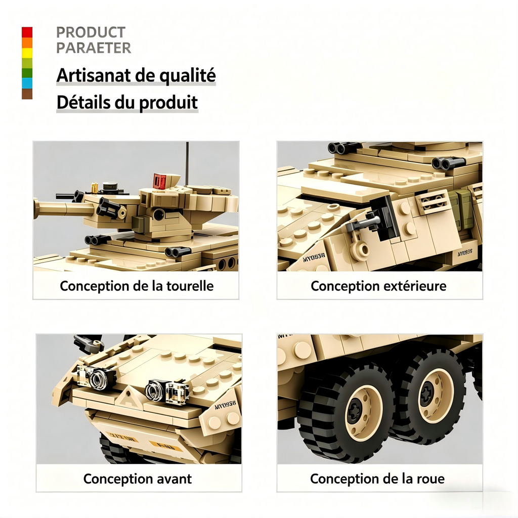 WANGE M1128 Système d'artillerie mobile 458 pièces Ensemble de blocs de construction Pour constructeurs amateurs