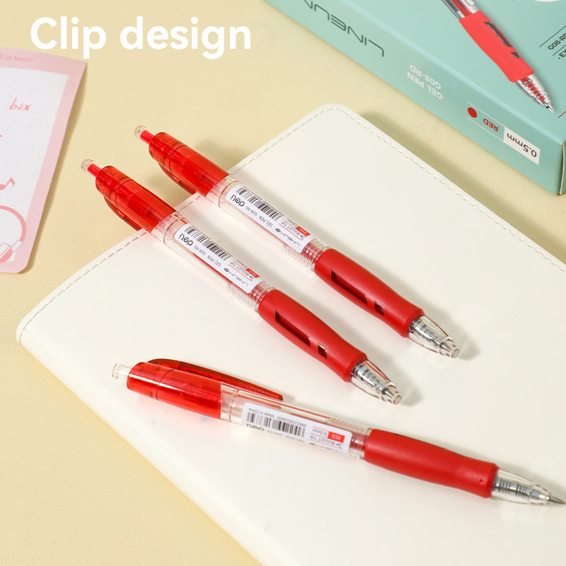 Deli Lot de 12 stylos à encre gel rouge - 0,5 mm