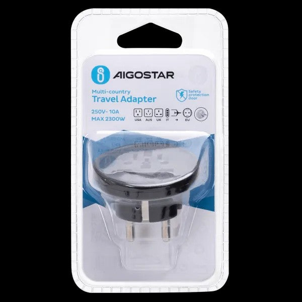 Aigostar Adaptateur de voyage universel allemand cylindrique 10 A