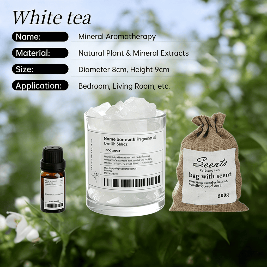 Zooly Coffret cadeau avec diffuseur de parfum en cristal blanc, White Tea Serenity - 380 g