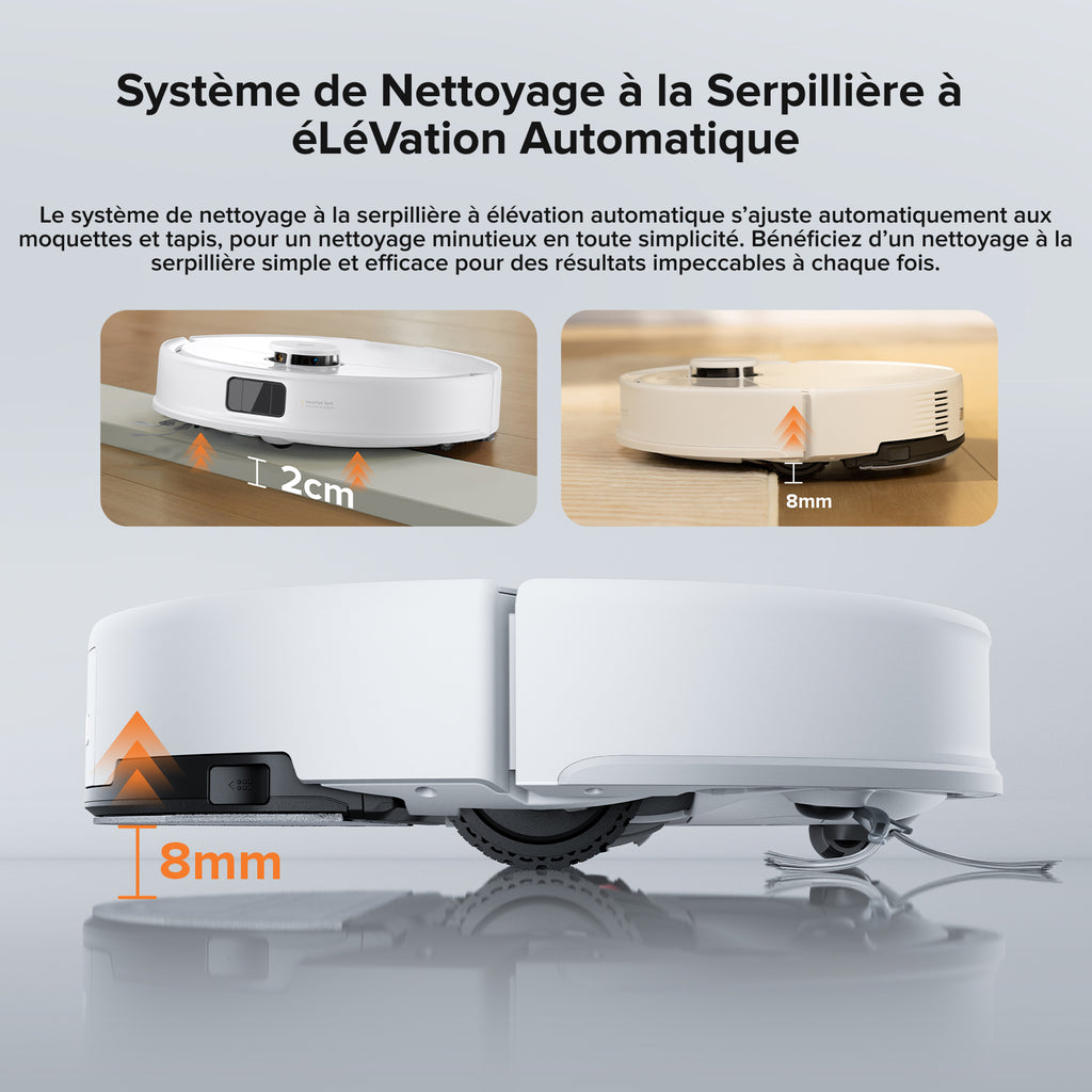 Roborock Q10 X5, aspirateur robot laveur 10 000 Pa, système double anti-emmêlement, brosse JawScrapers, évitement intelligent des obstacles, blanc