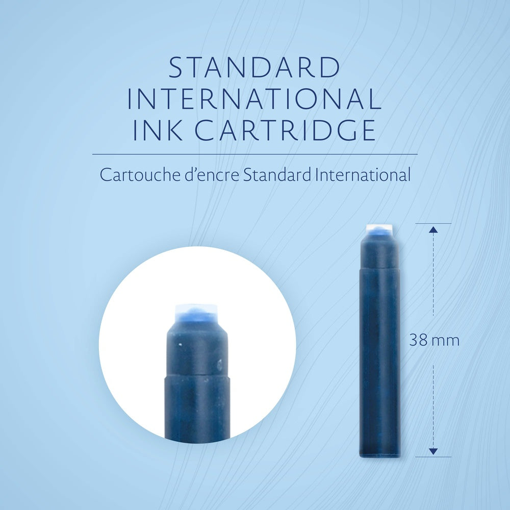 Waterman cartouches d’encre pour stylo plume | format standard international « petit » | couleur Bleu Sérénité | boîte de 6